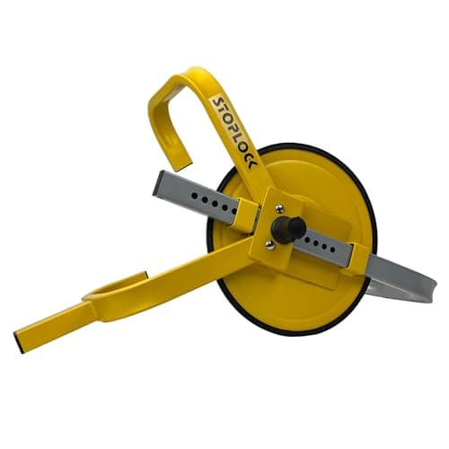 Image of Stoplock Wheel Clamp HG 400-00 - Anti-Theft Lock Device for Small-Wheeled Cars Caravans Trailers With 13" to 15" Wheels , Yellow