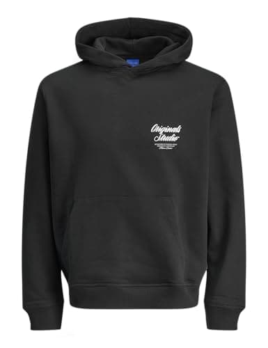 Image of JACK & JONES Jornorrebro Typo Back Sweat Hood Sn, black, S