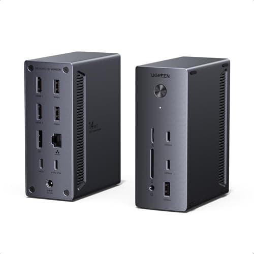 Image of UGREEN Docking Station, Triple 4K Display (2x HDMI+ DP), 14-Port USB-C Dock, 100W Max Charging for Laptop, 27W Max USBC, 10Gbps USB-C/A, 170MB/s SD, Ethernet, Audio, 140W Power Supply for Dell, HP