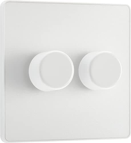 Image of BG Electrical Intelligent Double Wall Dimmer Switch, 2 Way, Screwless Front Plate, Evolve, Pearlescent White, 200W, PCDCL82W