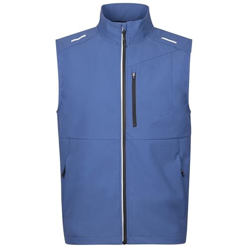 Image of Trespass Mens Active Gilet Breton - Zip Pocket on Chest, 2 Zip Pockets on Hem, Vents on Back, Reflective Print on Shoulder, Logo on Back, Reflective Stripe Print