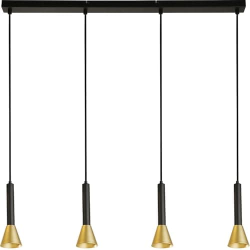 Image of Searchlight Signal 4 Light Bar Pendant Black, Gold Metal