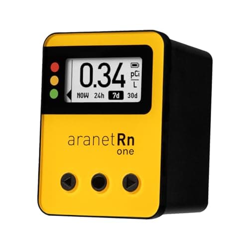 Image of Aranet Radon One – Fast Home Radon Detector with 10-Minute Response, E-Ink Display, Battery Powered, Portable Real-Time Radon Monitor for Basements & Indoor Air Monitoring (Yellow)