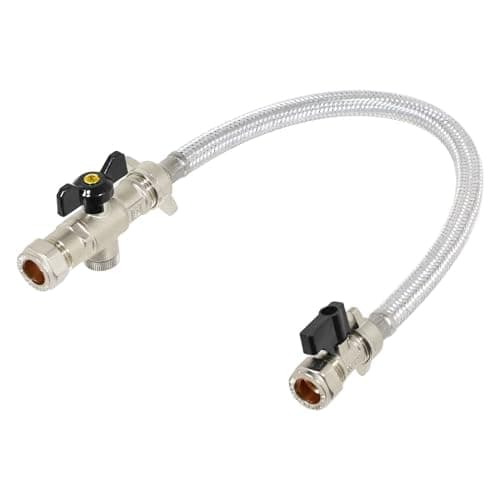 Image of SPARES2GO Combi Boiler Filling Loop Straight Part L Compliant Central Heating Lever Check Valve (15mm x 15mm)