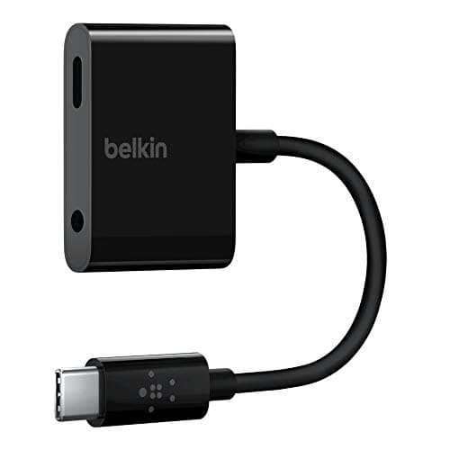 Image of Belkin RockStar 3.5mm Audio + USB-C Charge Adapter (USB-C Audio Adapter for Google Pixel 3/3XL, iPad Pro, Samsung Galaxy S20/S20+, S20 Ultra, Note 10/10+, S10/S10+ and others) , Black