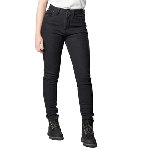 Image of Bikers Gear Australia BGA Motorcycle Jeans for Women Protective Motorbike Trousers Kevlar Stretch Motorbike Jeans Ladies with Removable Hip & Knee Armor (UK, Numeric, 14, Regular, Regular, Black)