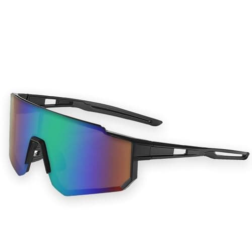 Image of Wieerda Cycling Sunglasses, Sports Polarized Sunglasses for Men and Women, UV 400 Protection Polarised Sun Glasses for Baseball Running Golf Driving Fishing Goggles (Blcak Green)