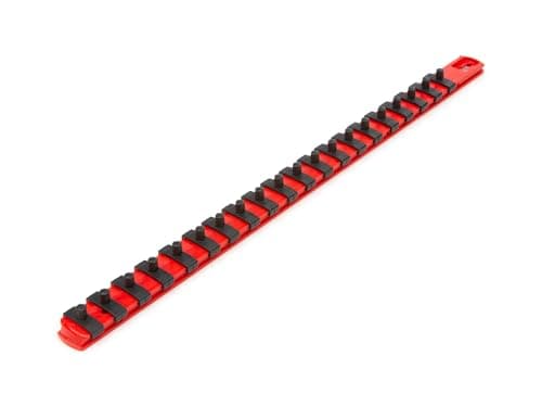 Image of TEKTON 1/4 Inch Drive x 18 Inch Socket Rail, 20 Clips (Red) | OSR03120 | Made in USA