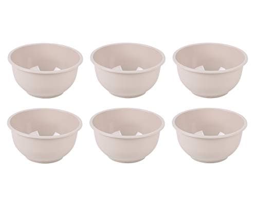 Image of Urban Living Plastic Cereal Bowls Set Of 6 450ml Grey/Taupe/Red Plastic Snack Soup Salad Pasta Dessert Bowls Ideal For Camping Picnic Kids Childrens Plastic Reusable Bowls Set (Taupe)