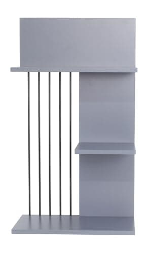 Image of Optimal Products 3 Tier Wooden Wall Shelf Home Office Storage Shelving Unit Shelves Bookcase Tidy UK (Grey)