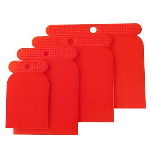 Image of 4pc Multipurpose Plastic Filling and Scraping Set - Putty Scraper, Flexible Plastic Tools for Smoothing Surfaces, Filling, Skimming and Gently Scraping Surfaces