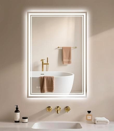 Image of Archaluxe Bathroom Mirror with LED Light: 500x700mm Illuminated Wall Mounted Smart Mirror with Anti-Fog, Touch Sensor, 3 Colors Dimmable, Memory Function, IP44 LED-Bathroom-Mirror Horizontal/Vertical