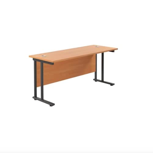 Image of Jemini Rectangular Double Upright Cantilever Desk 1600x600mm Beech/Black KF819769