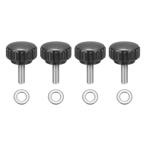 Image of sourcing map 4Pcs Knurled Clamping Knobs, M5 x 16mm Metric 304 Stainless Steel Male Thread Thumb Screws 22mm Width Knurled Handle Bolts Grip with Washers for Machine Umbrella Base Replacement
