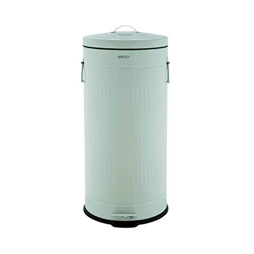 Image of CHARLES BENTLEY Kitchen Bin, 30 Litre, Steel, Round, Retro Style, Kitchen Pedal Waste Bin, Green, Contemporary, Aesthetic, Convenient, Side and Lid Handles, Inner Bucket, Easy Emptying (68.5x29cm)