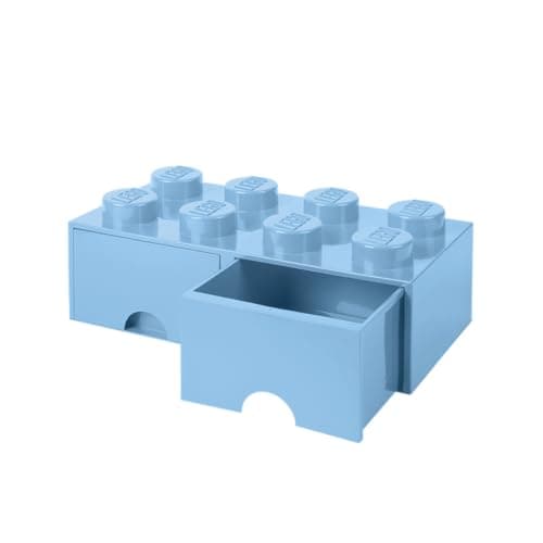 Image of LEGO Brick with 8 Knobs and 2 Drawers Light Royal Blue - Storage Box LEGO Toys Desk Drawers and Office Supplies Stackable Storage Box Home Decoration
