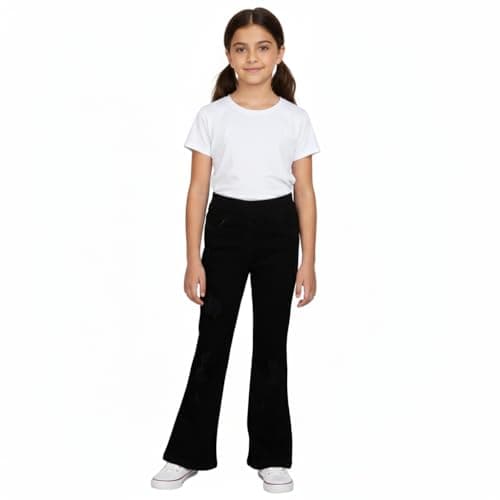 Image of A2Z 4 Kids Girls Denim Jeans Comfort Stretchy Jeggings Bell Bottom Ripped - Jeans JN37 Jet Black 7-8