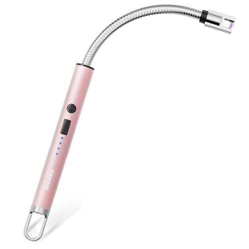 Image of VEHHE Electric USB Rechargeable Electric LED Display Arc Lighter Long Flexible Neck Suitable for Kitchen, Candles, Gas Stoves, Grill, Rose Gold