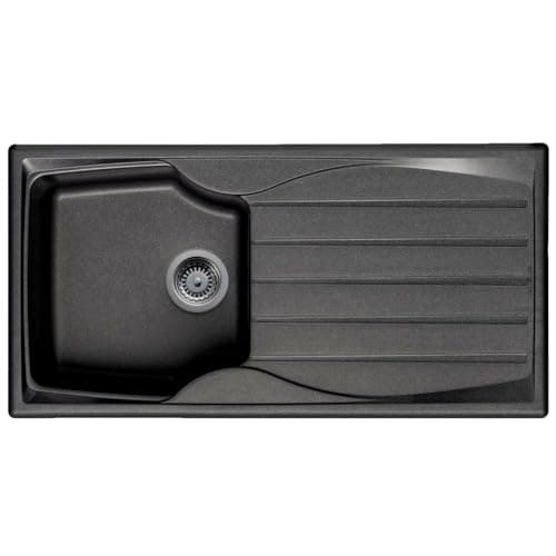 Image of Liquida CMP10GR 1.0 Bowl Reversible Graphite Grey Kitchen Sink and Waste Kit