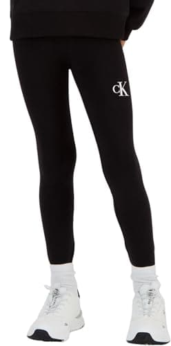 Image of Calvin Klein Jeans Girls Ck Logo Legging Leggings, Ck Black, 12 Years