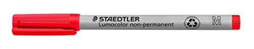Image of STAEDTLER 315-2 Lumocolor Non-Permanent Pen, Medium Line Width, 1.0mm - Red (Box of 10)