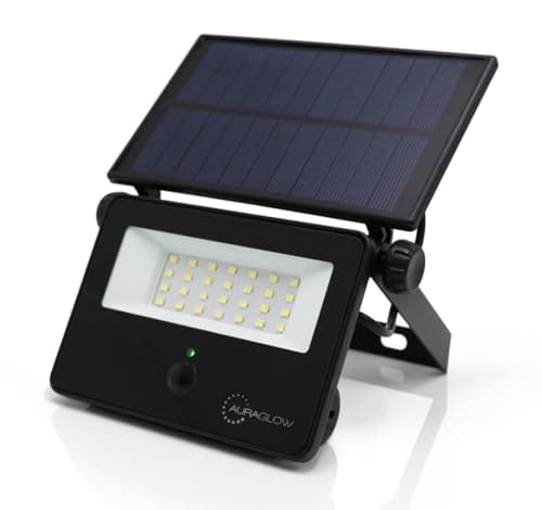 Image of Auraglow Solar Security Flood Light, PIR Motion Sensor for Home Security, IP54 Waterproof, Outdoor Wall Mountable, Adjustable Angle, SPV Lighting for Garden, Patio, Pathway, Fence, Driveway (1 Pack)