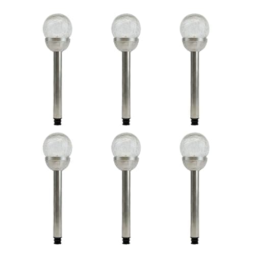 Image of Gardenwize - Pack of 6 Crackle Ball Stake LED Solar Lights - 8cm Ball | 6 Colour Changing Options | Solar Powered, No Running Costs Garden Lighting (GW287)