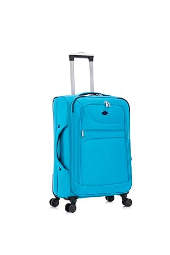 Image of Aerostar Medium 26” Lightweight Softshell Expandable Suitcase, Integrated Combination Lock, 4 Wheels Check in Luggage for 15 to 20kg (Turquoise Blue, 78 litres)