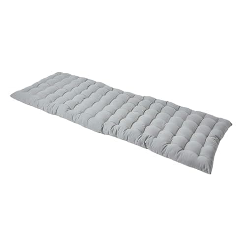 Image of HOMESCAPES Light Grey Garden Bench Cushion 3 Seater Seat Pad for Patio Furniture Kitchen or Dining Bench Indoor & Outdoor Use Comfortable 100% Cotton Modern Tufted Style Thick Cushion 143cm Wide