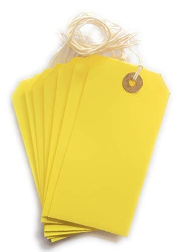 Image of ARTH Manila Strung Tags Luggage Labels Yellow Size 120X60MM Pack of 250
