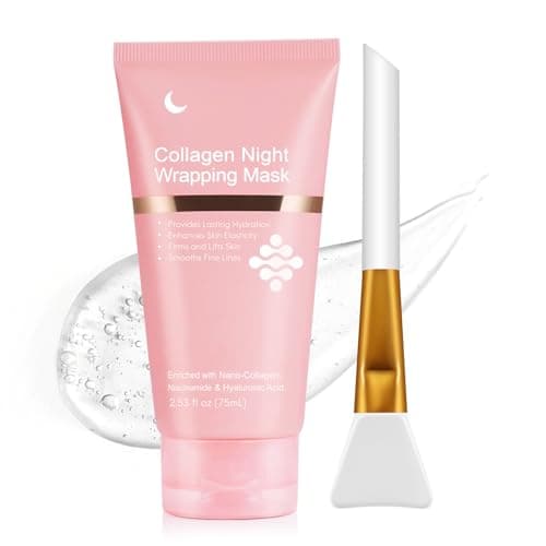Image of Collagen Night Wrapping Mask, Collagen Face Mask Overnight Peel-Off, Reduces Sagging, Plumper Skin, Deep Moisture & Skin Rejuvenation, 75ml / 2.53 fl. Oz (Brush Included)