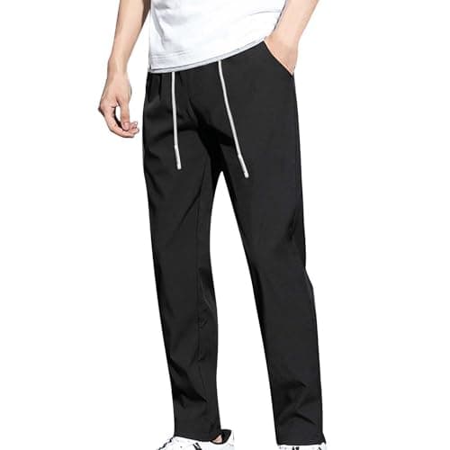 Image of Men's Tracksuit Bottoms Quick Drying Hiking Pants Stretch Joggers Training Running Trousers Breathable Drawstring Trousers Athletic Gym Workout Sports Pants Black