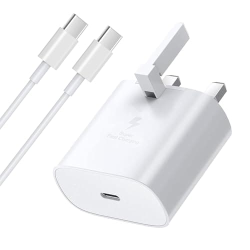 Image of Samsung Phone Fast Charger Plug and Cable 1M for Samsung Galaxy S25/S24/S23/S22/S21/S20/A56/A55/A54/A53/A36/A35/A34/A33/A32/A17/A16/A26/A25/A40/A70/A71, USB Type C Lead 1M with USBC Charging Plug UK