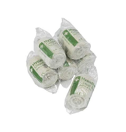 Image of Safety First Aid Group HypaBand Pack of 6 Crepe Cotton Bandages 5 cm x 4.5 m - 100% Natural Unbleached Cotton