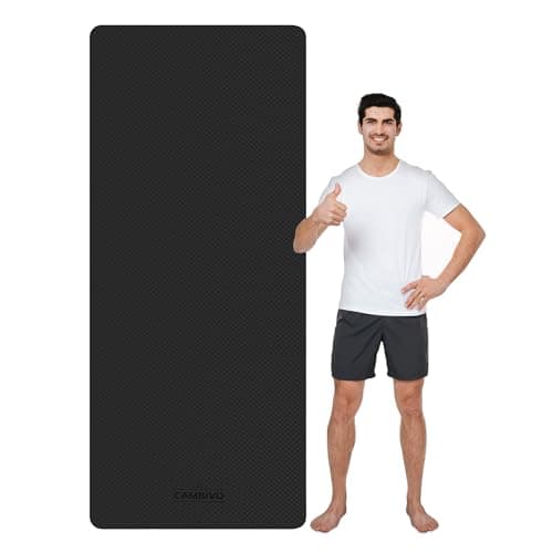 Image of CAMBIVO Extra Long Yoga Mat for Tall Yogis - 213x81cm XL TPE Exercise Mat for Professional Practice for Stretching & Planks - Non-Slip Fitness Mat with Carrying Strap Included (Black)