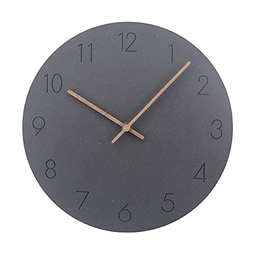 Image of Timelike Silent Non-Ticking Wall Clock - 12 Inch Modern Style MDF Wooden Wall Clocks Quartz Decorative Battery Operated Wall Clock for Living Room Bedroom Kids Room Office School