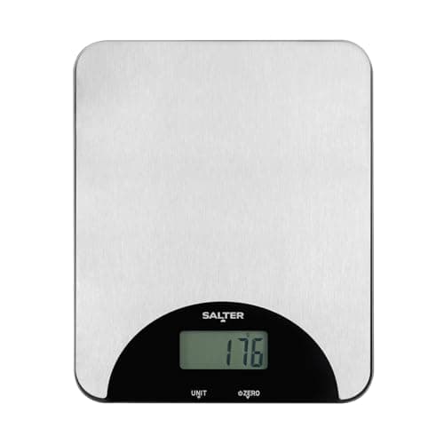 Image of Salter Stainless Steel Electronic Scale – Kitchen Weighing Scale, LCD Display, Measures Liquids, 5kg/11lbs Max Capacity, Multifunctional, Perfect for Home Baking, Cooking, Digital display