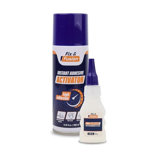 Image of FIX & FUSION Ca Super Glue (50 gr) with Activator Spray (200 ml) Set, Fast Adhesive/Cyanoacrylate Glue & Instant Activator for Woodworking, Plastic, Rubber, Granite, DIY (1 Pack)