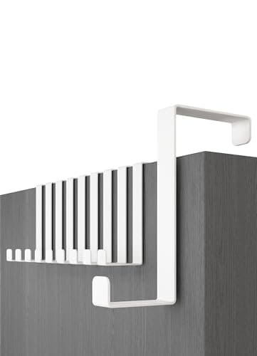 Image of Menz Over Door Hanger – Set of 10, White - Coat Hanger 3.6 cm (1.4") and 4.6 cm (1.8"), Coat Hooks for Door, Hangers for Clothes