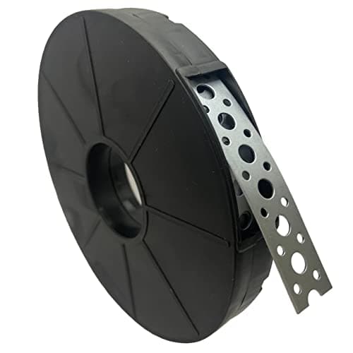 Image of Galvanised Metal Band Steel Fixing Strap Builders 10 Meters / 33 Ft (18mm) Roll Strip Fence Brackets Fixing Banding Ties with Holes