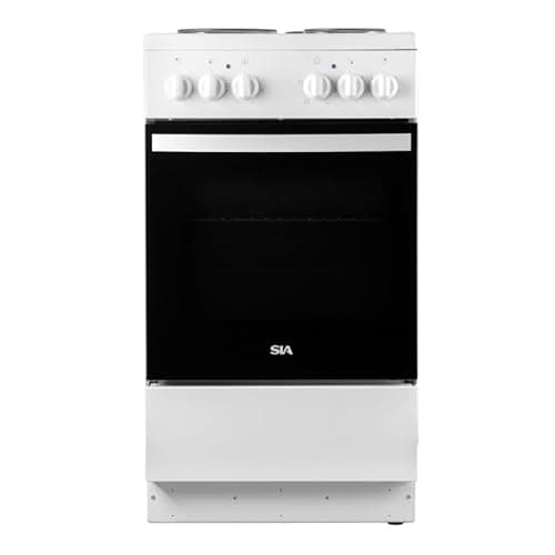 Image of SIA ESXB50W 50cm White Electric Cooker With 4 Zone Plate Hob, Single Cavity, Freestanding