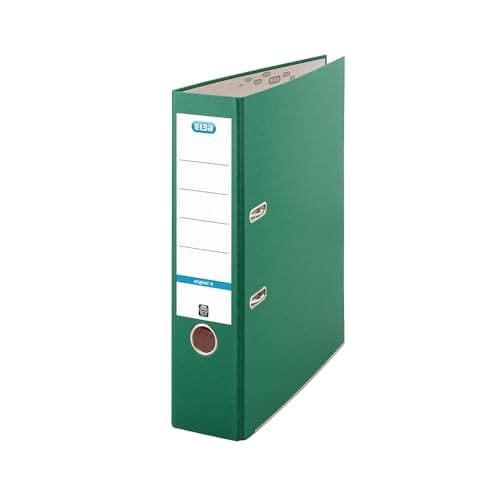 Image of Elba A4 Lever Arch File, 570 Sheet Capacity, 80mm Spine, Strong Paperboard, Single Pack, Green – Durable Office, School & Home Filing Organiser