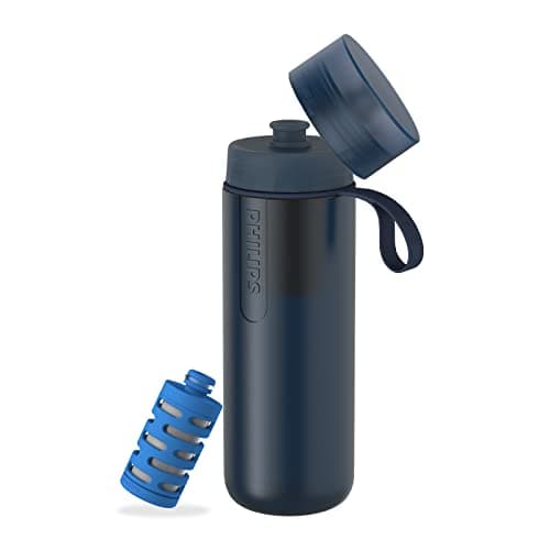 Image of PHILIPS Water GoZero Active BPA-Free Water Bottle with Fitness Tap Water Filter, Sport Squeeze Water Bottle, Lightweight, 24 oz with Fitness Filter, Blue