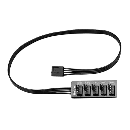 Image of 4-Pin PWM Fan Hub - 1 to 5 Way Splitter Adapter Power Extension Cable for PC Computer Case, CPU Cooler & Internal Motherboard Connector | Compatible PWM Function & High-Density Cooling