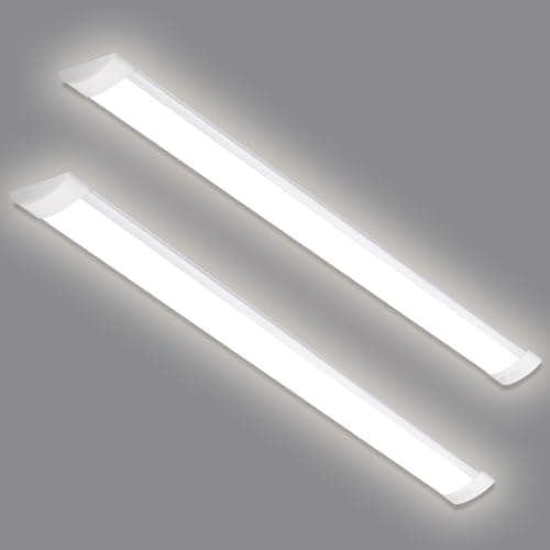 Image of HUMIGA 2 Pack 5FT LED Batten Light, 50W 4500LM Slim Profile Wide Tube Lighting for Ceiling of Indoor Home Garage Shop Office, PC Body, Neutral White 4000K