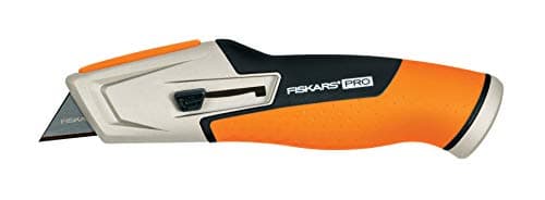 Image of Fiskars CarbonMax Retractable Utility Knife, Length 17.7cm, Stainless Steel Blade/Plastic Handle, Black/Orange, 1027223