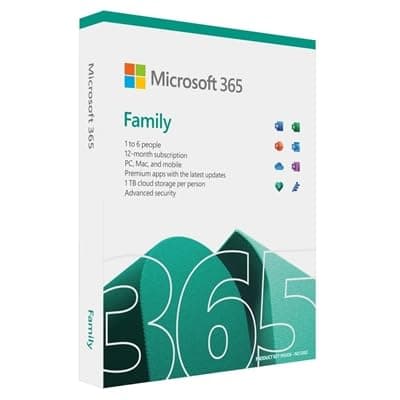 Image of Microsoft 365 Family Medialess 1 Year Subscription 6 Users - Retail Boxed Fy25h2