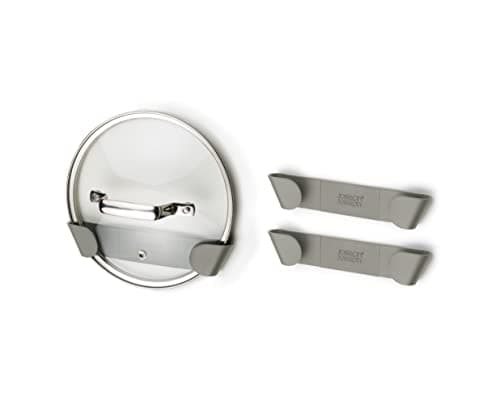 Image of Joseph Joseph Duo - Set of 3 Pot and Pan Lid Holders, Self Adhesive Wall Mount Storage Organiser, Suitable for Lids Up to 24 cm, 3M VHB Tape Included, Grey