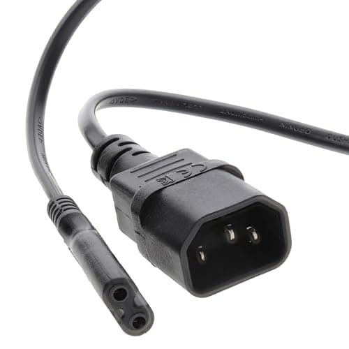 Image of kenable IEC C14 3 Pin Male Plug to Figure 8 C7 Plug Power Adapter Cable 1m Black