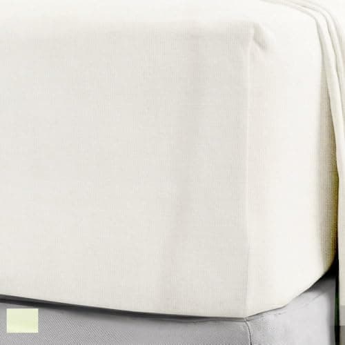 Image of Flannelette Fitted Sheet 100% Brushed Cotton Extra Deep 32cm/13 Inch Bed Sheet Soft Warm Cosy Bedding Plain Colour Easy Care Bed Linen Single Double King Super King (Cream, Double)